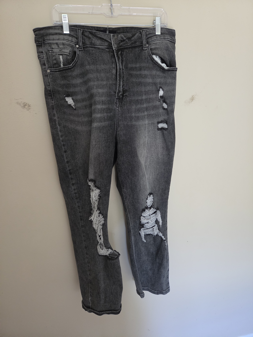 Women's Skinny Distressed Grey/black Jeans